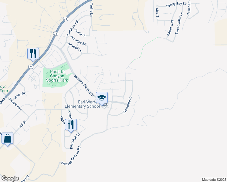 map of restaurants, bars, coffee shops, grocery stores, and more near 41521 Red Car Drive in Lake Elsinore