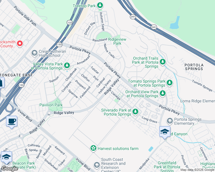 map of restaurants, bars, coffee shops, grocery stores, and more near 130 Yellow Daisy in Irvine
