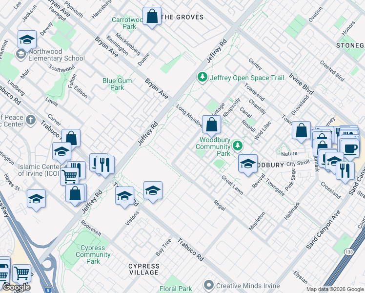 map of restaurants, bars, coffee shops, grocery stores, and more near 64 Marblehead in Irvine