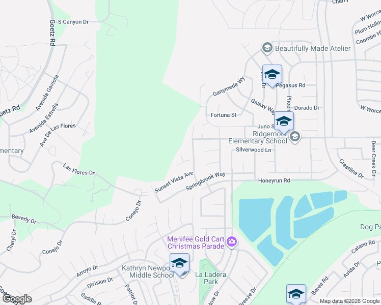 map of restaurants, bars, coffee shops, grocery stores, and more near 29063 Boulder Crest Way in Menifee