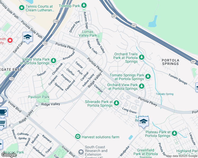map of restaurants, bars, coffee shops, grocery stores, and more near 122 Yellow Daisy in Irvine