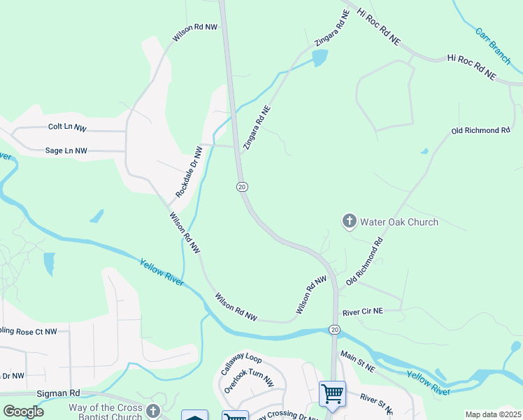 map of restaurants, bars, coffee shops, grocery stores, and more near 2095 Georgia 20 in Conyers