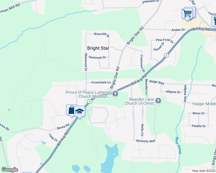 map of restaurants, bars, coffee shops, grocery stores, and more near 3948 Bright Star Road in Douglasville