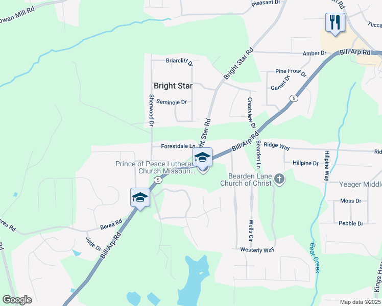 map of restaurants, bars, coffee shops, grocery stores, and more near 3948 Bright Star Road in Douglasville