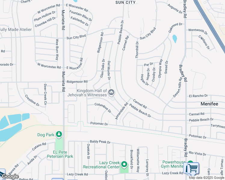 map of restaurants, bars, coffee shops, grocery stores, and more near 29060 Del Monte Drive in Menifee
