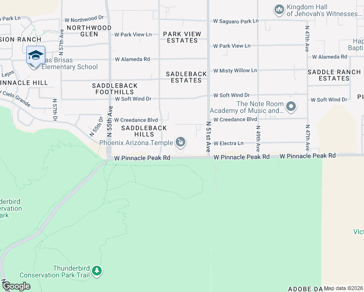 map of restaurants, bars, coffee shops, grocery stores, and more near 5136 West Pinnacle Peak Road in Glendale