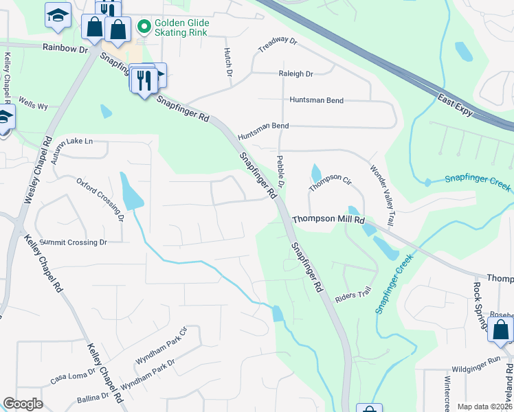 map of restaurants, bars, coffee shops, grocery stores, and more near 4431 Sterling Forest Drive in Decatur