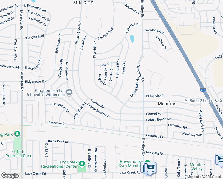 map of restaurants, bars, coffee shops, grocery stores, and more near 29071 Hogan Drive in Menifee