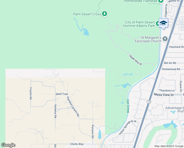 map of restaurants, bars, coffee shops, grocery stores, and more near 2 Palm Desert Drive North in Palm Desert