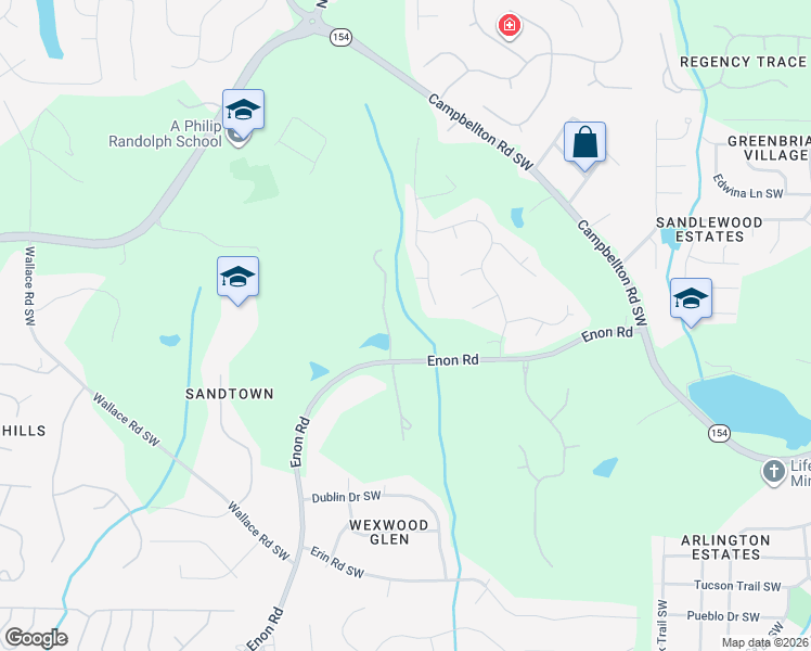 map of restaurants, bars, coffee shops, grocery stores, and more near 2095 Enon Road in Atlanta