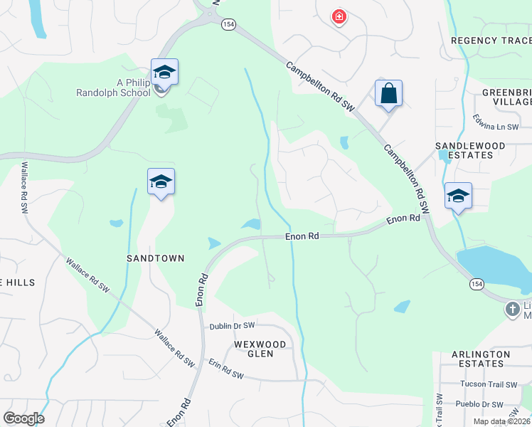 map of restaurants, bars, coffee shops, grocery stores, and more near 2095 Enon Road in Atlanta
