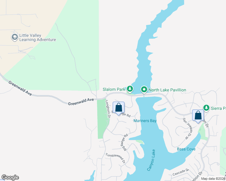 map of restaurants, bars, coffee shops, grocery stores, and more near 22122 Vacation Drive in Canyon Lake