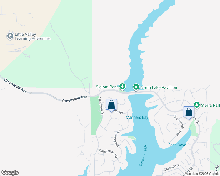 map of restaurants, bars, coffee shops, grocery stores, and more near 22164 Vacation Drive in Canyon Lake