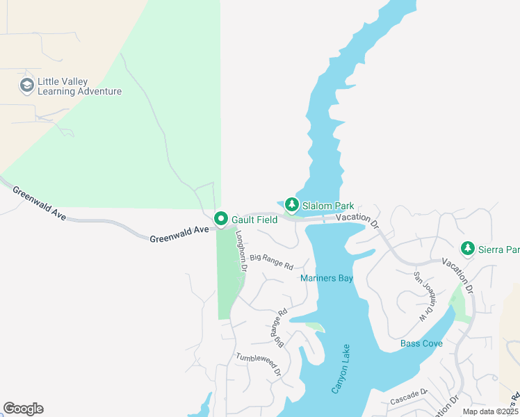 map of restaurants, bars, coffee shops, grocery stores, and more near 22150 Vacation Drive in Canyon Lake