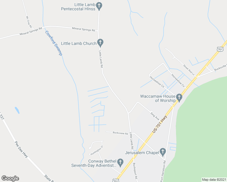 map of restaurants, bars, coffee shops, grocery stores, and more near 2080 Little Lamb Road in Conway