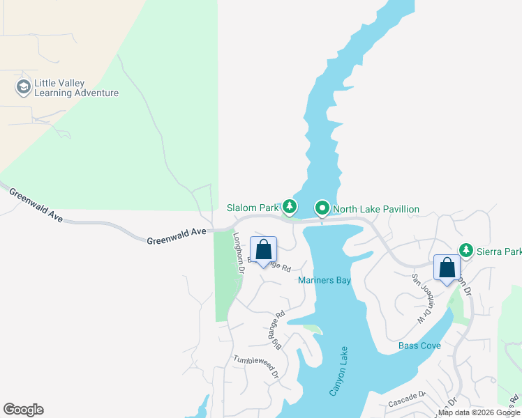 map of restaurants, bars, coffee shops, grocery stores, and more near 22122 Vacation Drive in Canyon Lake