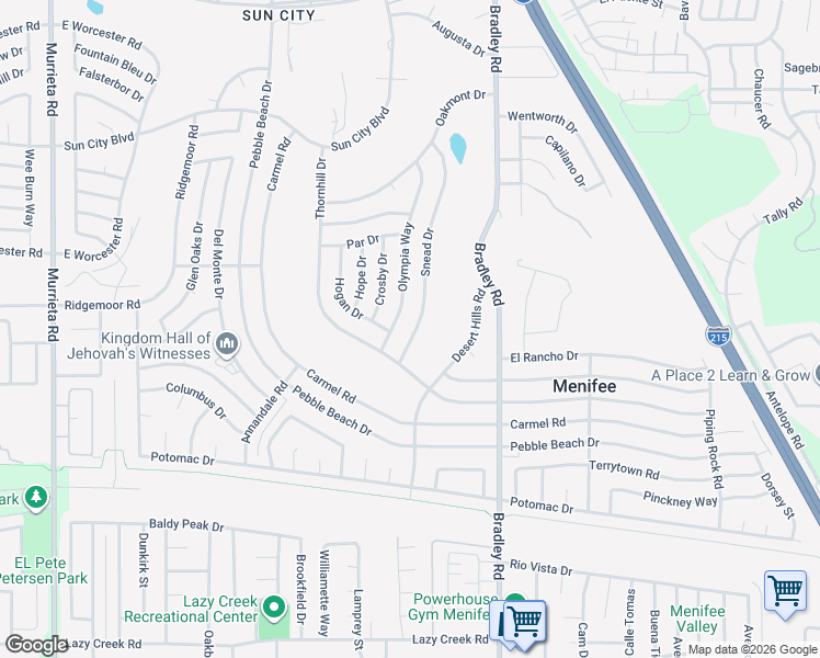 map of restaurants, bars, coffee shops, grocery stores, and more near 29041 Snead Drive in Menifee