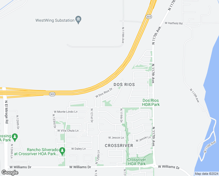 map of restaurants, bars, coffee shops, grocery stores, and more near 11986 West Dos Rios Drive in Sun City