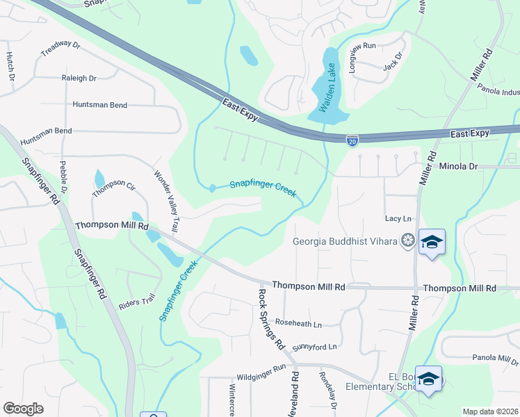 map of restaurants, bars, coffee shops, grocery stores, and more near 4761 Jakes Trail in Decatur
