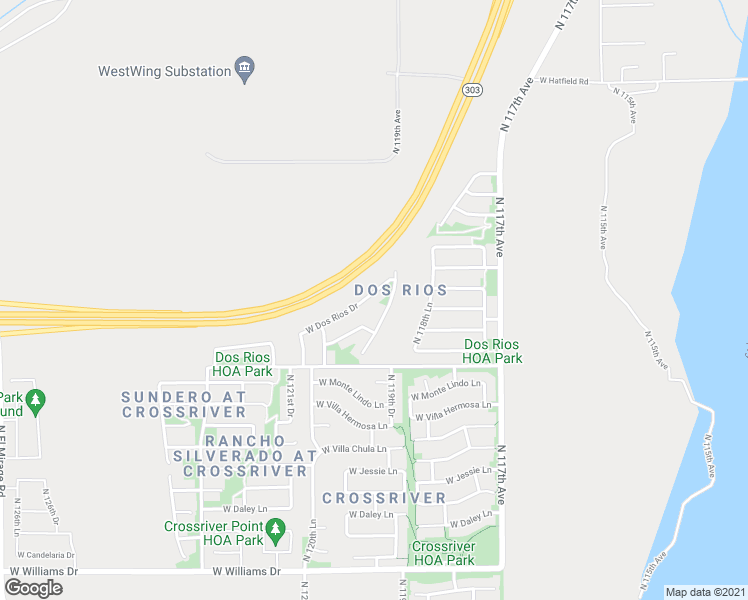 map of restaurants, bars, coffee shops, grocery stores, and more near 11951 West Dos Rios Drive in Sun City