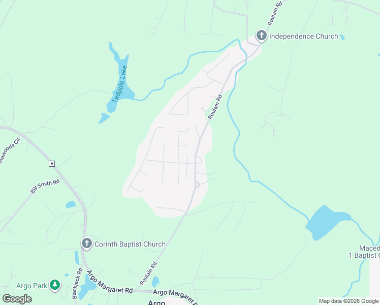 map of restaurants, bars, coffee shops, grocery stores, and more near 725 Roulain Road in Odenville