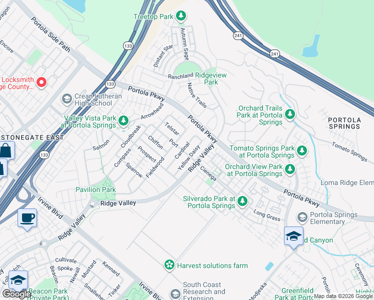 map of restaurants, bars, coffee shops, grocery stores, and more near 130 Cardinal in Irvine