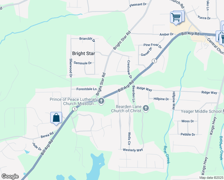 map of restaurants, bars, coffee shops, grocery stores, and more near 3949 Georgia 5 in Douglasville