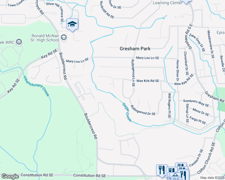 map of restaurants, bars, coffee shops, grocery stores, and more near 2979 Deleher Court Southeast in Atlanta