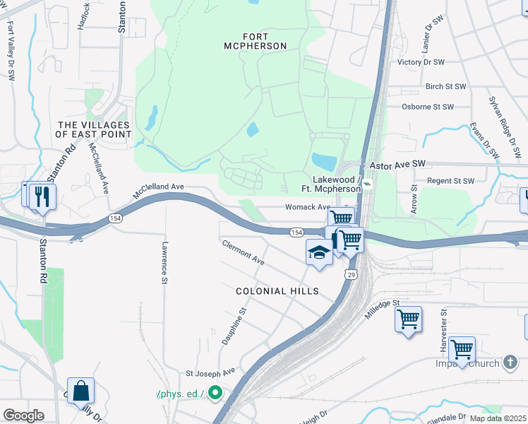 map of restaurants, bars, coffee shops, grocery stores, and more near 1407 McClelland Avenue in Atlanta