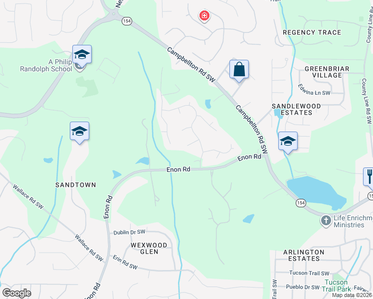 map of restaurants, bars, coffee shops, grocery stores, and more near 440 Standing Rock Drive in Atlanta