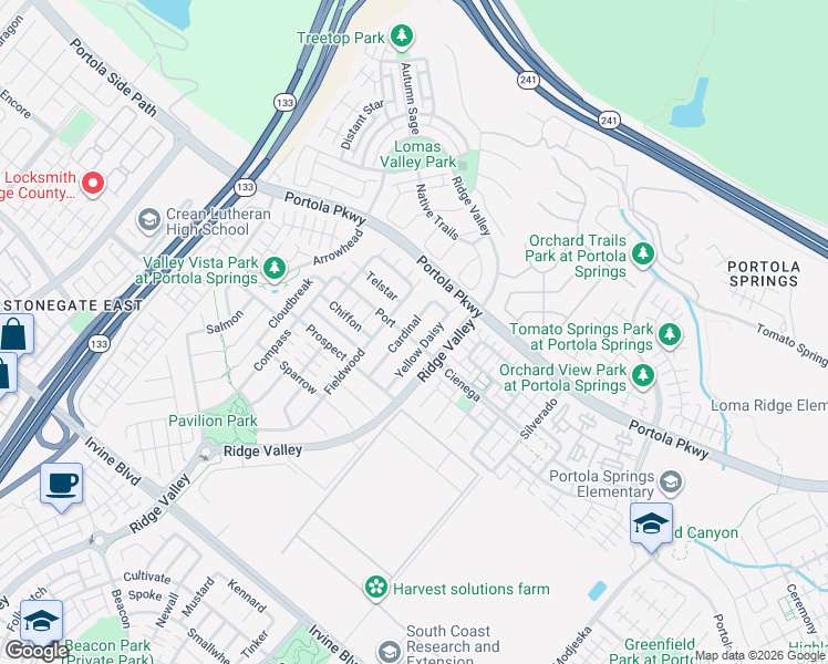 map of restaurants, bars, coffee shops, grocery stores, and more near 130 Cardinal in Irvine