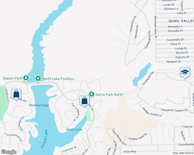 map of restaurants, bars, coffee shops, grocery stores, and more near 22936 Giant Fir Place in Canyon Lake