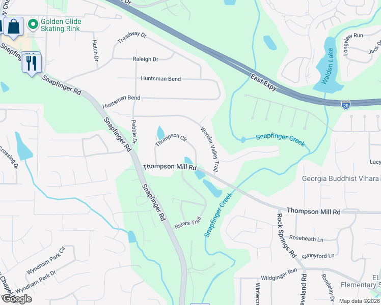map of restaurants, bars, coffee shops, grocery stores, and more near 2957 Thompson Circle in Decatur