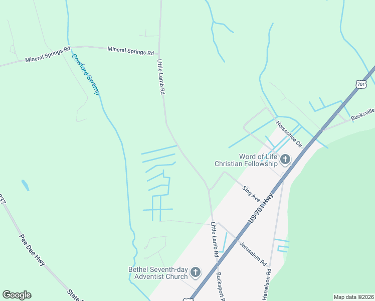 map of restaurants, bars, coffee shops, grocery stores, and more near 2080 Little Lamb Road in Conway