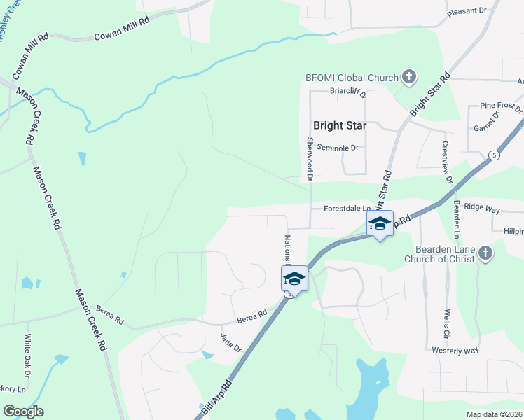 map of restaurants, bars, coffee shops, grocery stores, and more near 3890 Nations Drive in Douglasville