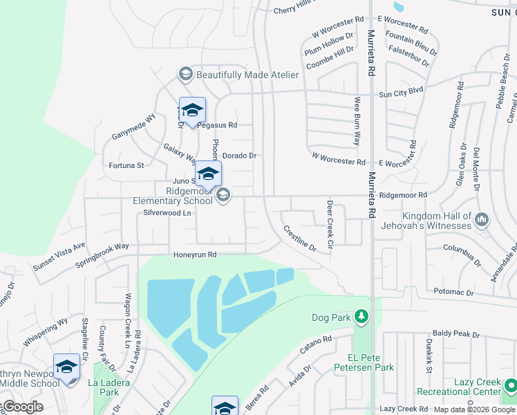 map of restaurants, bars, coffee shops, grocery stores, and more near 25624 Driftview Circle in Menifee
