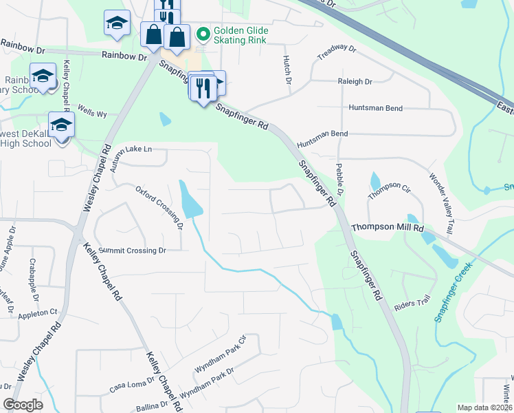 map of restaurants, bars, coffee shops, grocery stores, and more near 4368 Sterling Forest Drive in Decatur