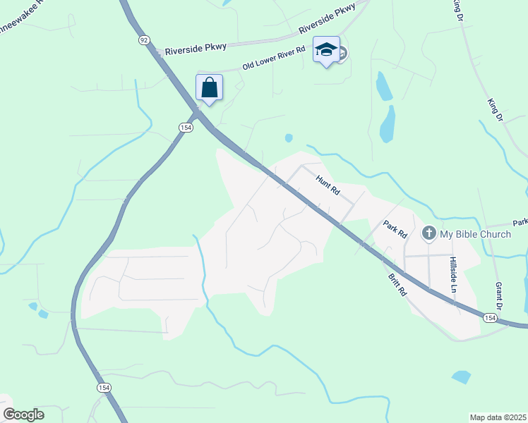 map of restaurants, bars, coffee shops, grocery stores, and more near 2395 River Run Drive in Douglasville
