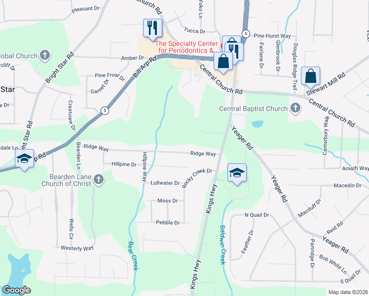 map of restaurants, bars, coffee shops, grocery stores, and more near 6110 Ridge Way in Douglasville