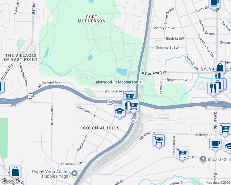 map of restaurants, bars, coffee shops, grocery stores, and more near 1315 McClelland Avenue in Atlanta