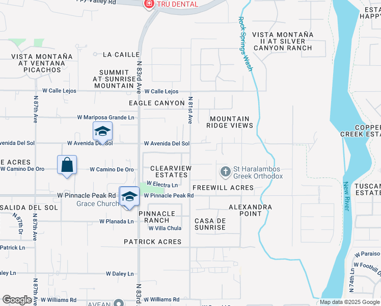 map of restaurants, bars, coffee shops, grocery stores, and more near 8000 North 81st Avenue in Peoria