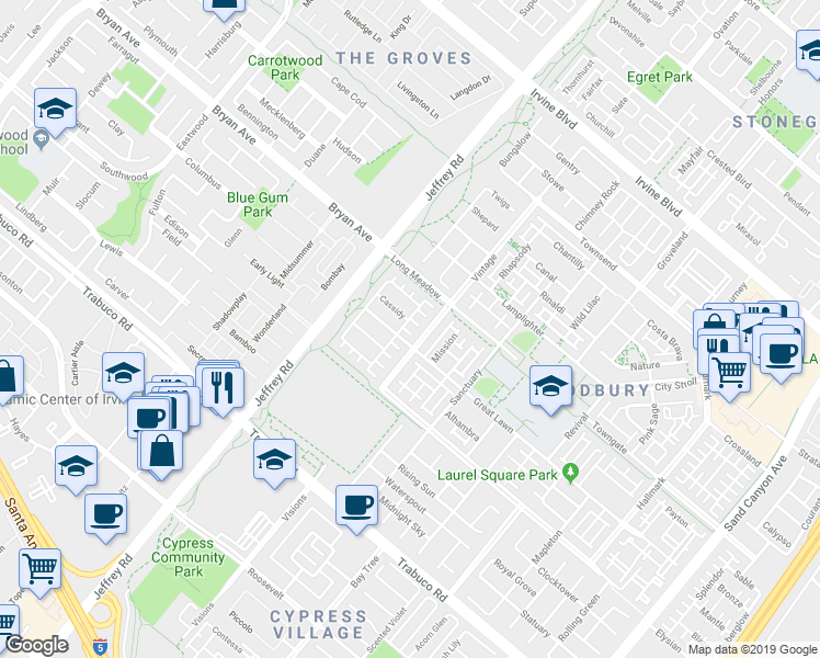 map of restaurants, bars, coffee shops, grocery stores, and more near 78 Marblehead in Irvine