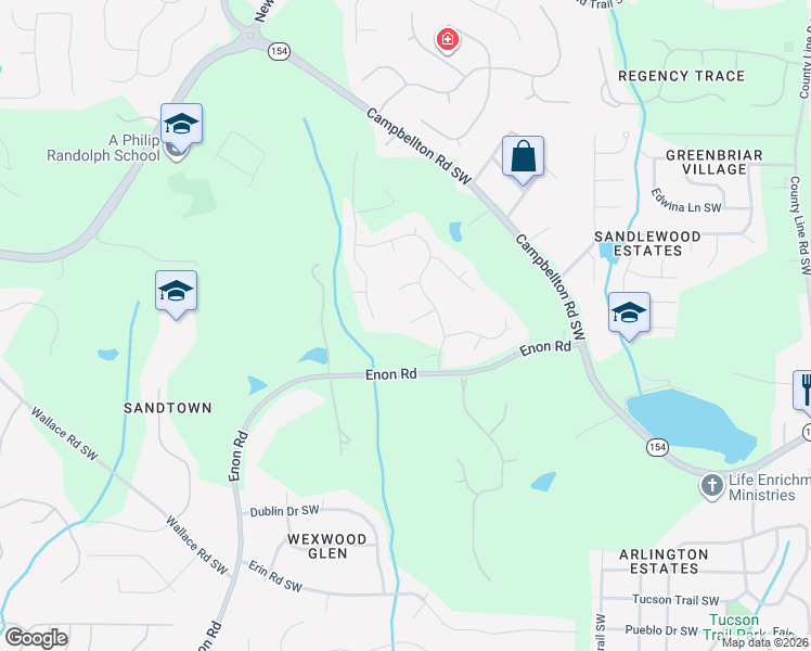 map of restaurants, bars, coffee shops, grocery stores, and more near 440 Standing Rock Drive in Atlanta
