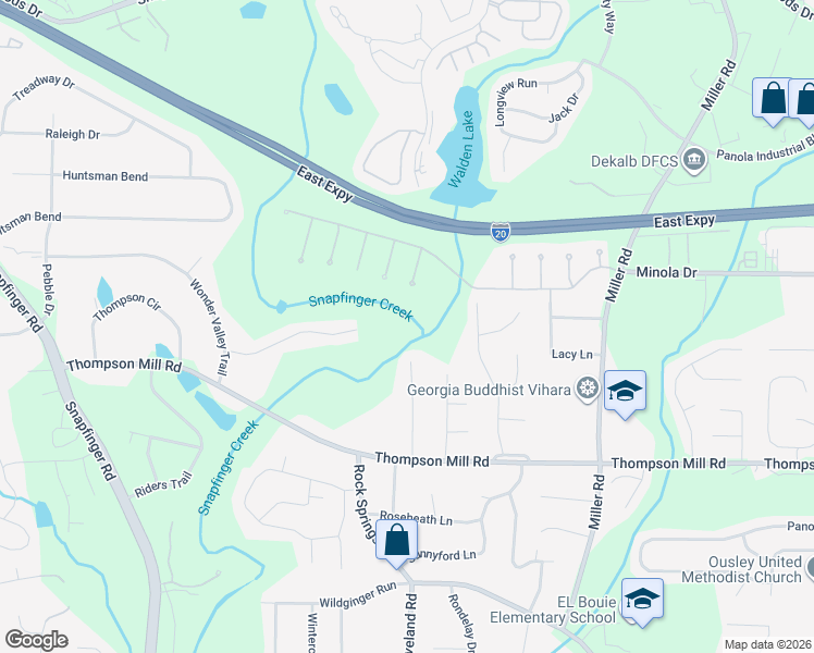 map of restaurants, bars, coffee shops, grocery stores, and more near 2957 Thompson Circle in Decatur