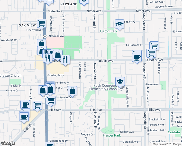 map of restaurants, bars, coffee shops, grocery stores, and more near 8456 Springhurst Drive in Huntington Beach