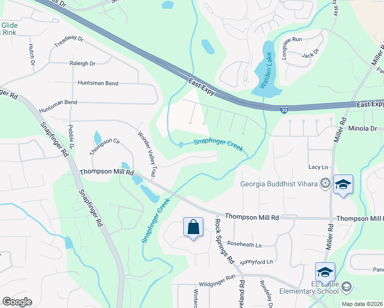 map of restaurants, bars, coffee shops, grocery stores, and more near 4729 Jakes Trail in Decatur