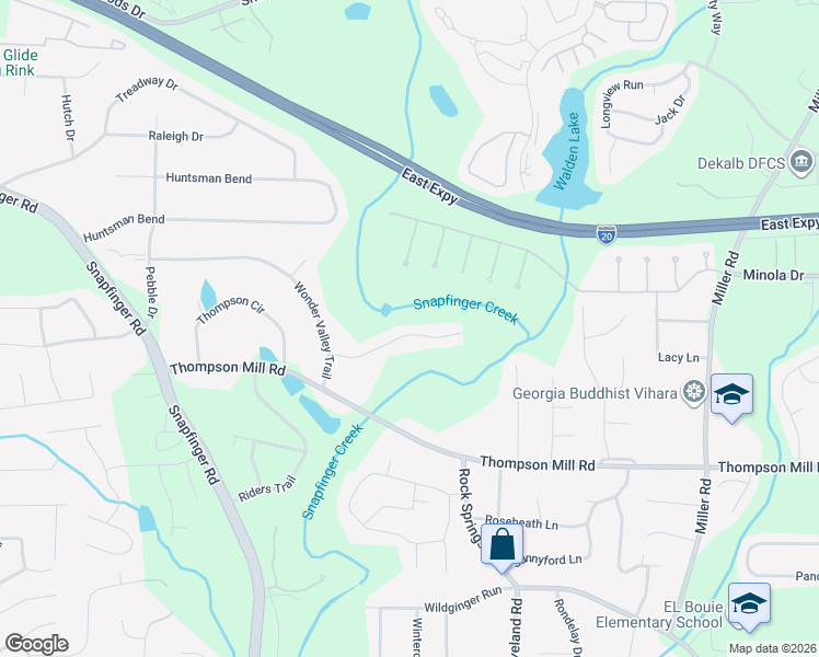 map of restaurants, bars, coffee shops, grocery stores, and more near 4729 Jakes Trail in Decatur