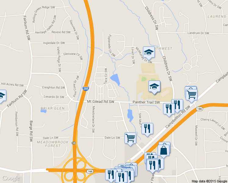 map of restaurants, bars, coffee shops, grocery stores, and more near 3178 Imperial Cir SW in Atlanta