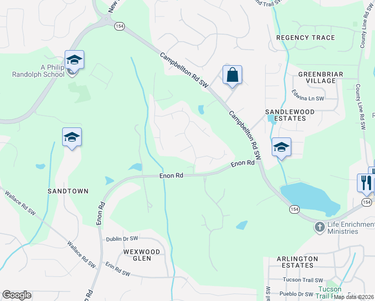 map of restaurants, bars, coffee shops, grocery stores, and more near 440 Standing Rock Drive in Atlanta