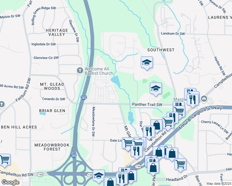 map of restaurants, bars, coffee shops, grocery stores, and more near 3018 Imperial Lane Southwest in Atlanta